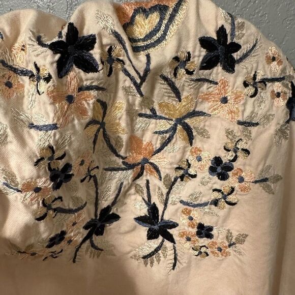 Free People Fleur Du Jour Embroidered Tunic Mini Dress Off Shoulder size Small - Picture 4 of 7